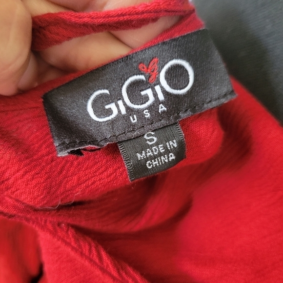 GiGio USA Boho Peasant Balloon Sleeve in Red Size Small - Picture 11 of 12